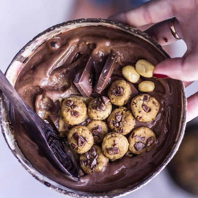 Cacao Nice Cream with Vegan Chocolate Chip Cookies