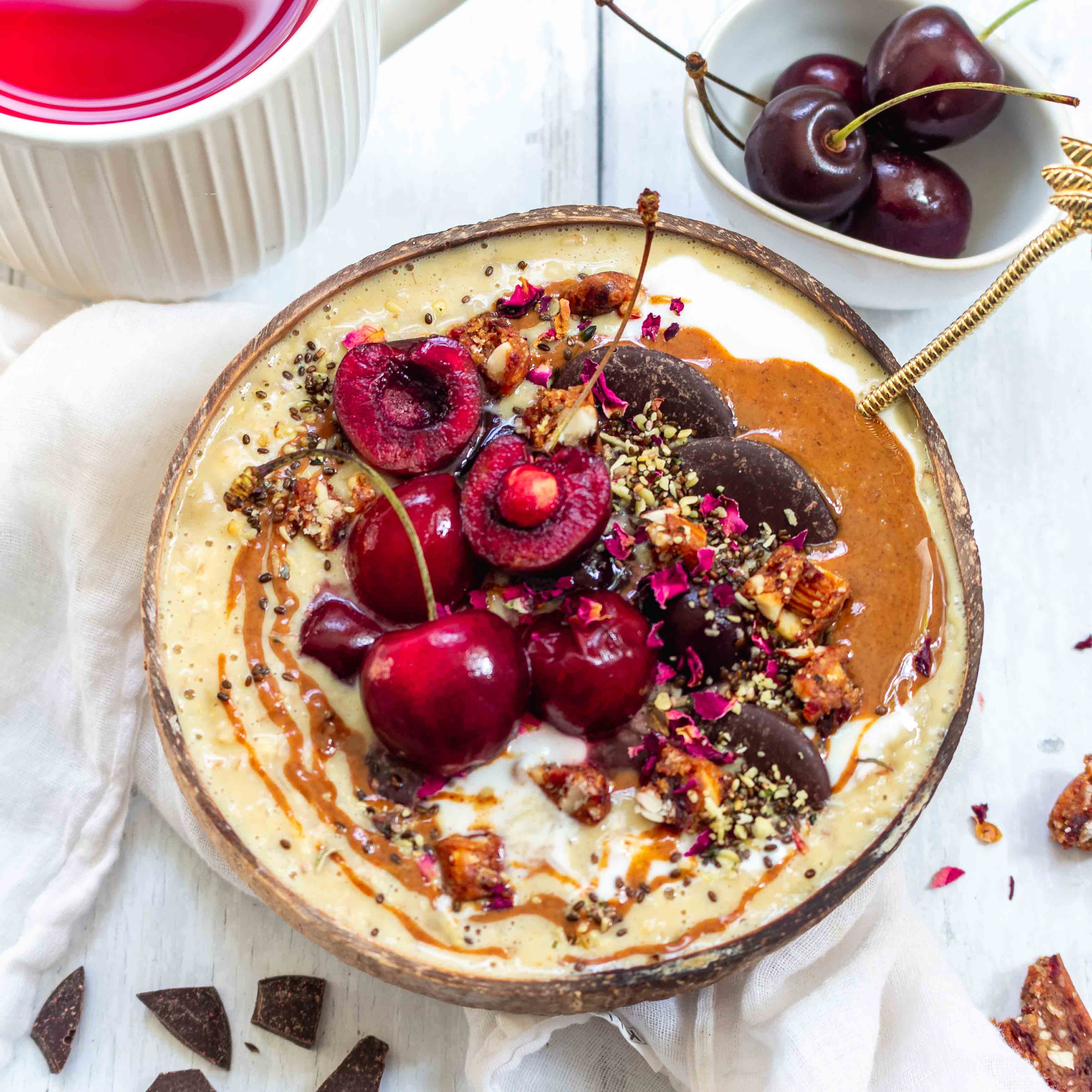 Creamy Almond Porridge with Cherries