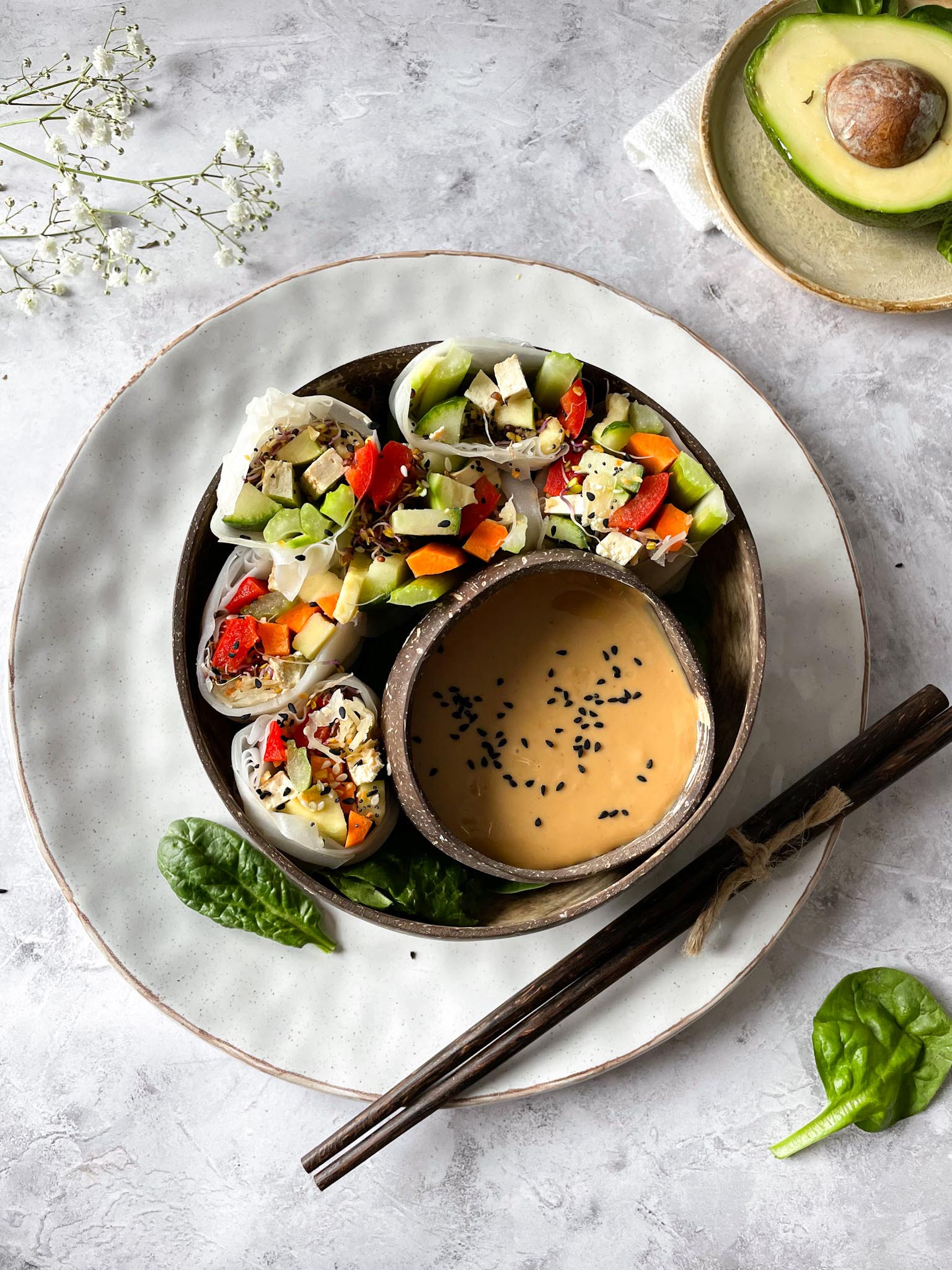 Summer Rolls with Hot Peanut Sauce