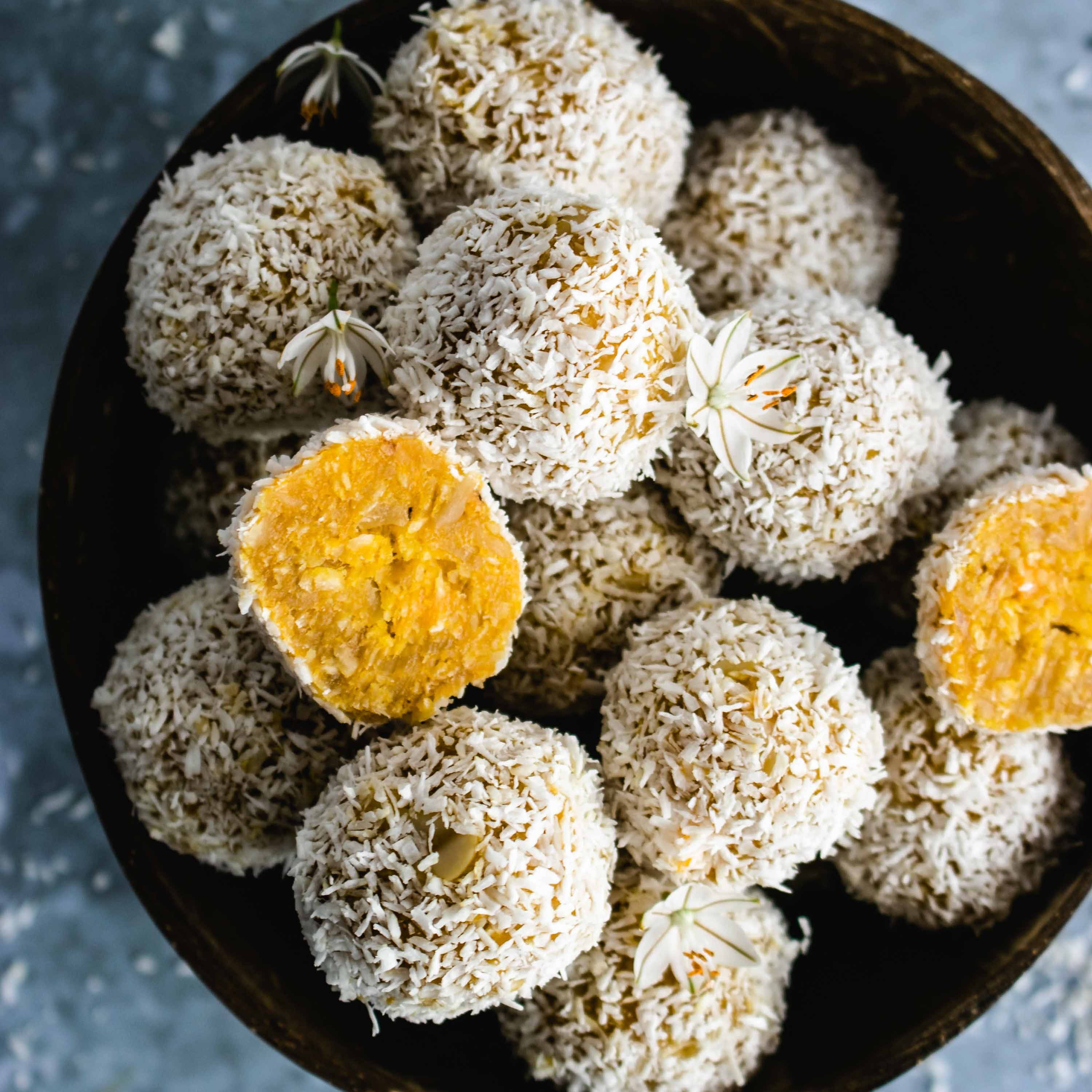 Mango Coconut and Cashew Bliss Balls