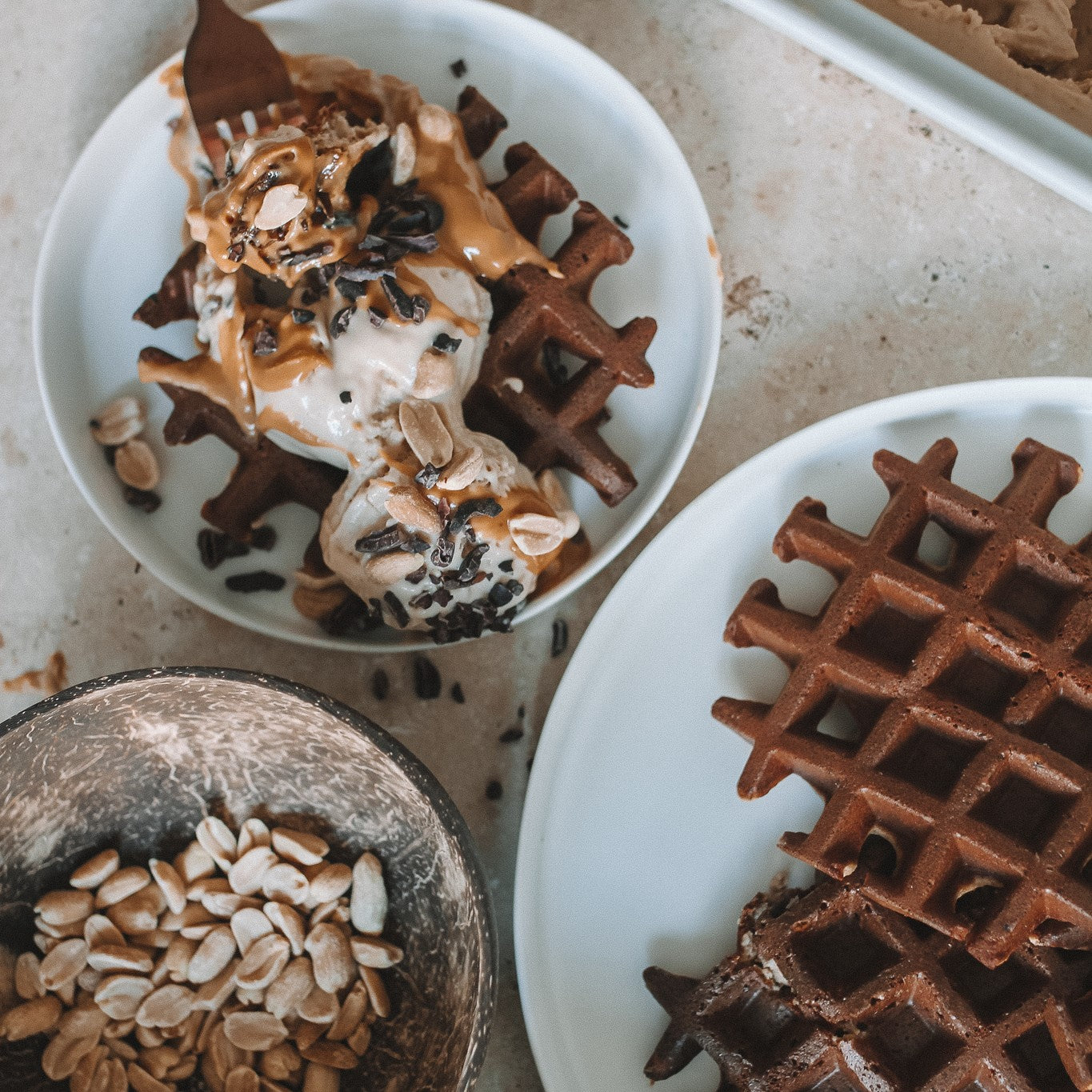 Triple Peanut Butter Waffles